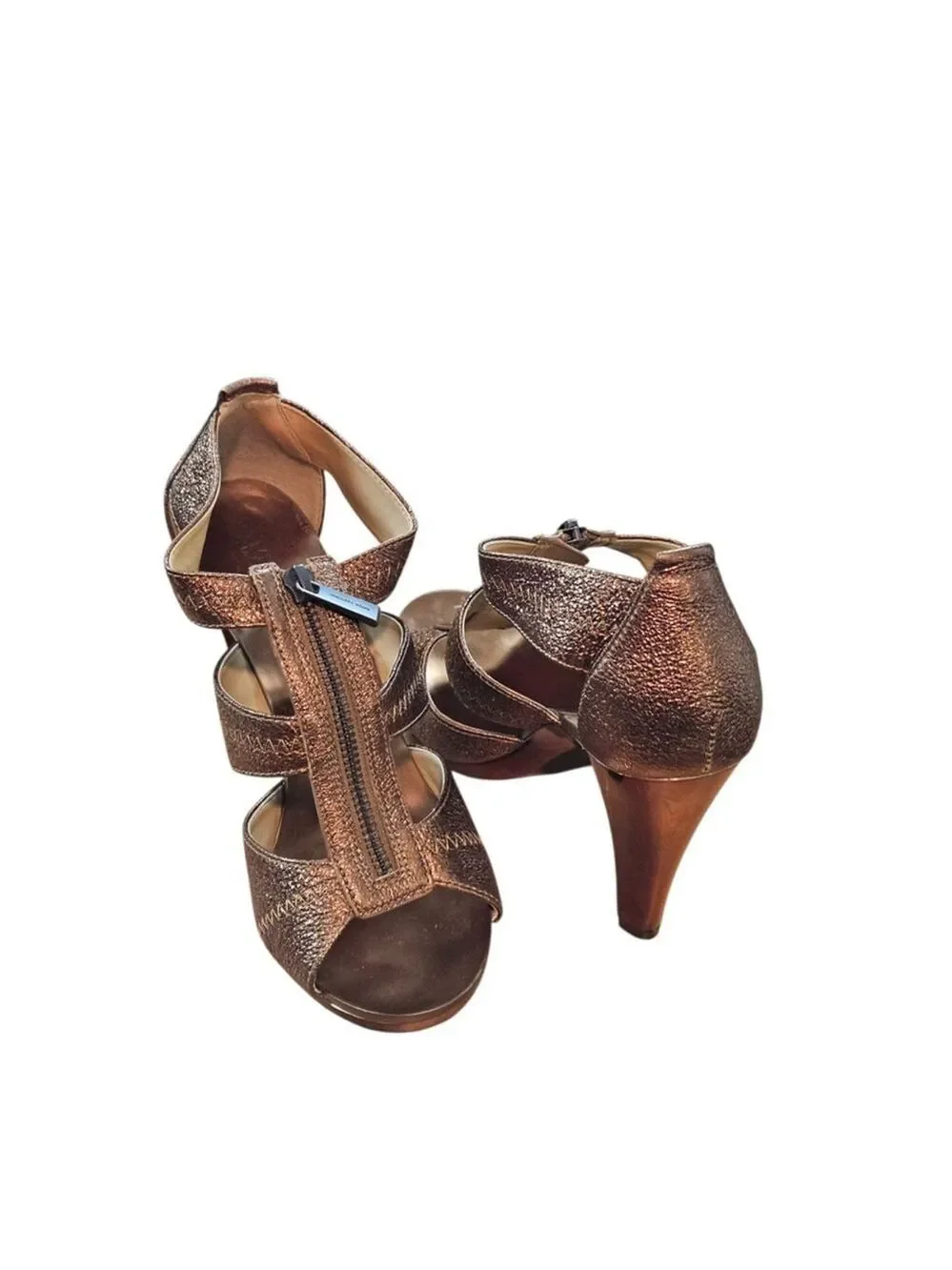 Michael Kors Bronze Metallic Zipper Heels